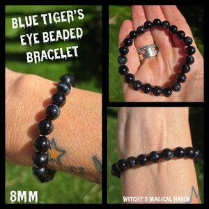 Blue Tiger Eye Gemstone Beaded Bracelet